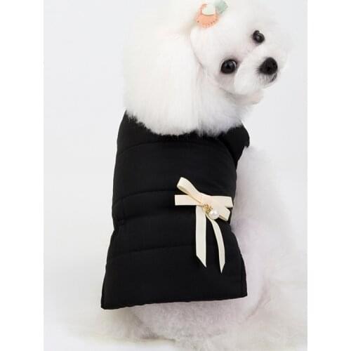 Cold Winter Thicken Dog Clothes Warm Pet Cloth Cute Slim Padded Newly Design Pet Dog Padded Jacket With Bow