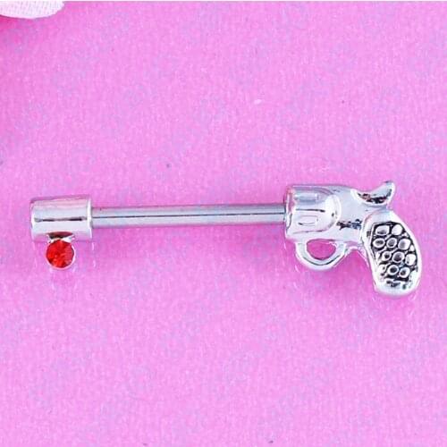 Nipple ring Pair Pistol models Body piercing jewelry Nickel-free16G 316L surgical steel DIRUO
