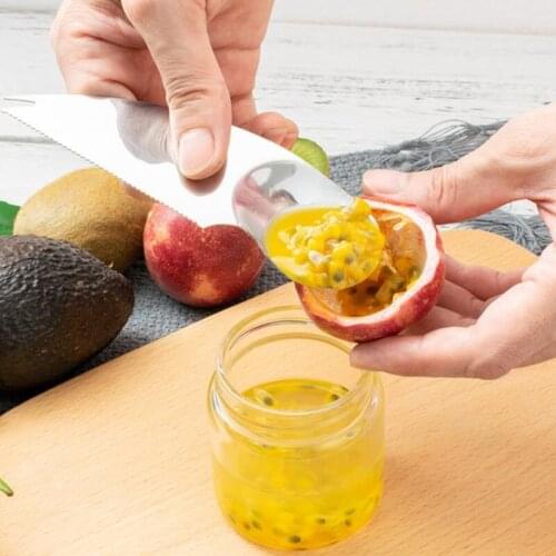 100pcs Stainless Steel Kiwi Spoon 2 In 1 Avocado Slicer Scoop Papaya Cutter Knife Vegetable Fruit Tools Kitchen Gadgets NO130