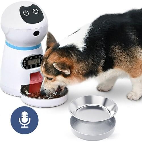 Drinking-Bowl Pet-Automatic-Feeder Dog-Dispensers with Dog Cat Bowls Voice-Recording