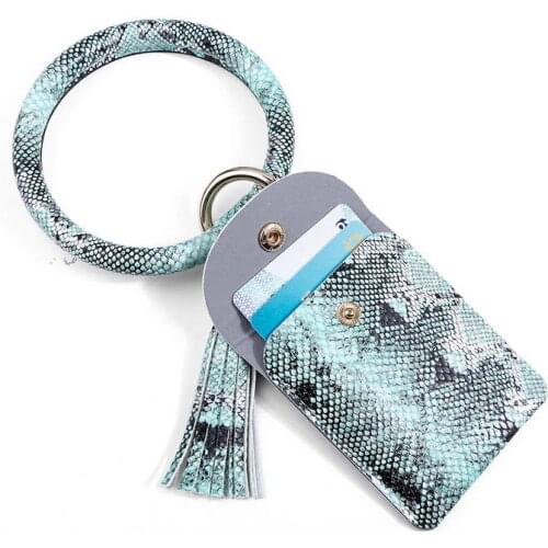 Multiful Key Ring And Card Wallet PU Leather O Key Ring With Matching Wristlet Bag For Womenoman Jewelry