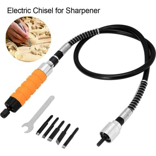 Flexible Flex Shaft Wood Carving Set Tool Electric Chisel Knife for Woodwork Graver Sharpener Chisel for Electric Drill with Tip