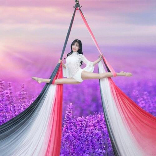High Quality Gradational Colors 12.8Meters/14Yard Yoga Aerial Silks set Low Stretch for yoga sporting Including yoga accessories
