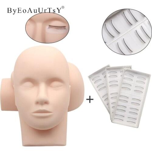 Eye Facial Makeup Practice Natural Training Lashes Eye Patches Pad for Eyelash Extensions Mannequin Head Flat Grafting Training