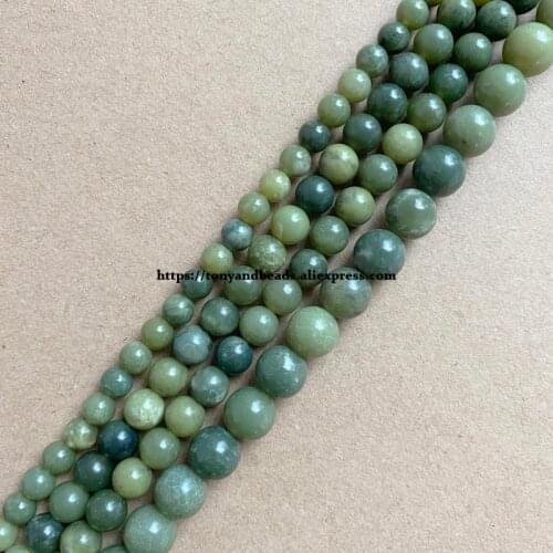 Natural Stone Green Jaspers Round Beads 15" Strand 4 6 8 10 12MM Pick Size For Jewelry Making