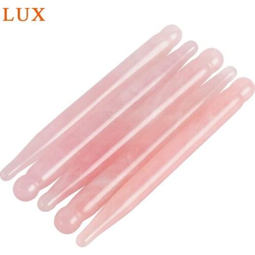 Natural Rose quartzs Wand Body Cure Gua Sha point stick reiki healing stone body chakra face Relax