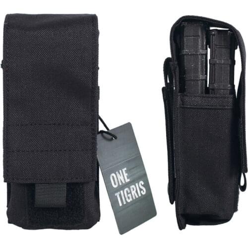 OneTigris 1000D Nylon Tactical Pistol Magazine Pouch Fast MOLLE M4 Utility Ammo Pouch Single Rifle Mag Pouch Holds 2 Magazines