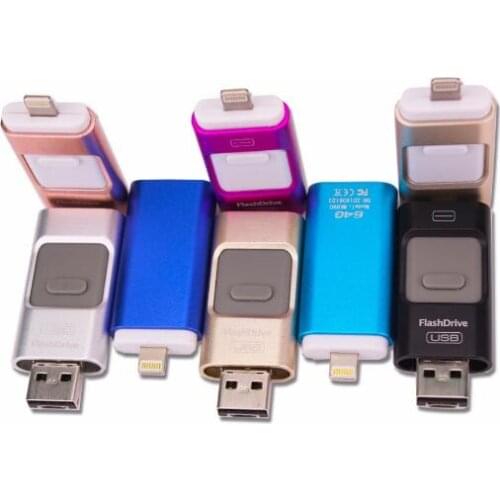New Pen drive HD 3 in1 USB Flash Drive 16GB 32GB 64GB 128GB 256GB OTG For iphone X 7/7s/6/6s/plus Mirco otg for ipad / android