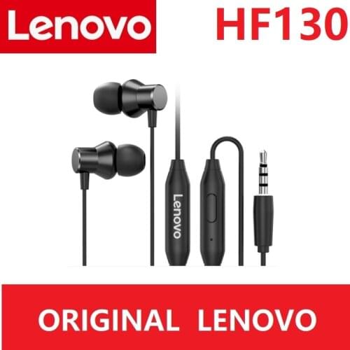 Original Lenovo HF130 Earphones In-ear Headphones Hi-Fi stereo bass Headset sports game Earpods with Mic 2021 new