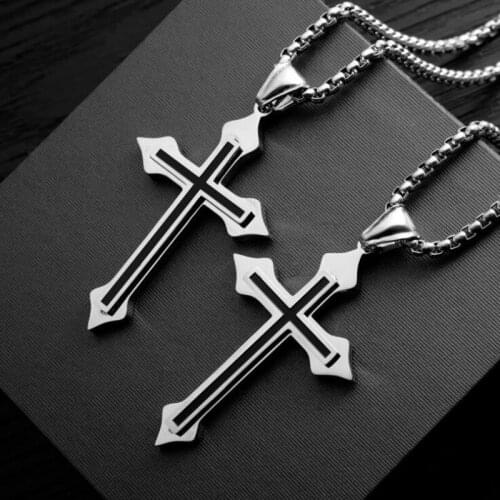 Cross Titanium Steel Necklace Personality Men Pendant Fashion Hip Hop Retro Sweater Chain Link Lovers' Jewelry Charms Accessorie