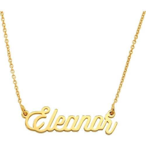 Custom Name Necklace Women Stainless Steel Cable Chain Script Names Letter Necklaces in Gold Plating Personalized Jewelry