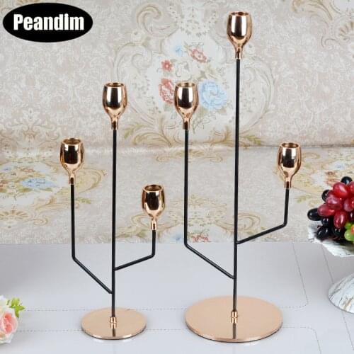 PEANDIM Nordic Candlestick Creative Golden Candle Holders Wedding Party Candle Stand Exquisite Candelabra Table Home Decoration
