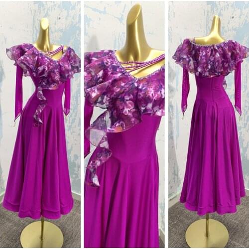 GOODANPAR 2020 ballroom dance dress practice waltz tango practice clothes Waltz Dance Wear rose Red smlxl Customize size