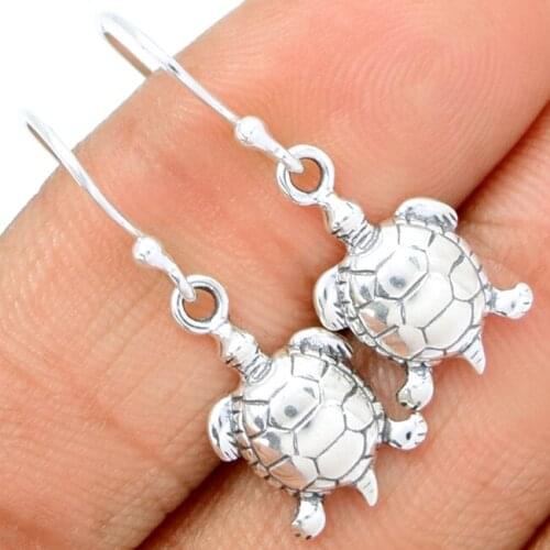 Guarantee Plain 925 Sterling Silver Tortoise Earrings, 30mm, 2.4 g, SPJ2080