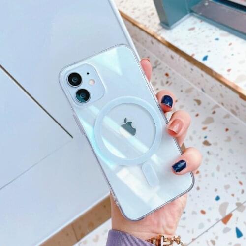 Clear magnetic mobile phone protective case for iPhone 12 mini pro max 5.4 6.1 6.7 GC120101