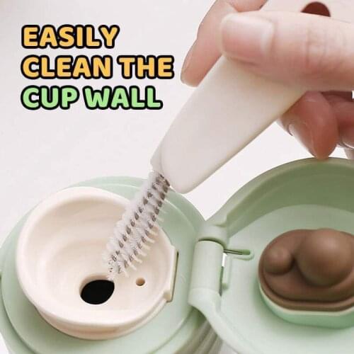 Bottle Cap Brush 3 in 1 Baby Bottle Insulation Cup Lid Track Groove Gap Cleaning Brush with Thin Handles Use For Small Hole