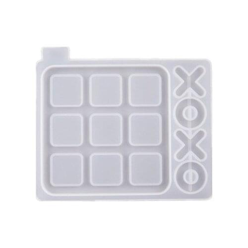Noughts and Crosses Game Silicone Mold 3D Chess Board Mold Diy Epoxy Resin Mirror Mould Ox Chess Game Mold Making Tool