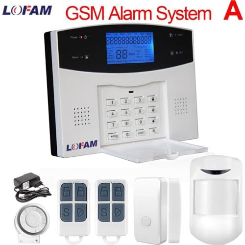 LOFAM wireless burglar GSM alarm system LCD display PIR infrared door sensor home security alarm wired Siren Kit SIM SMS Alarm