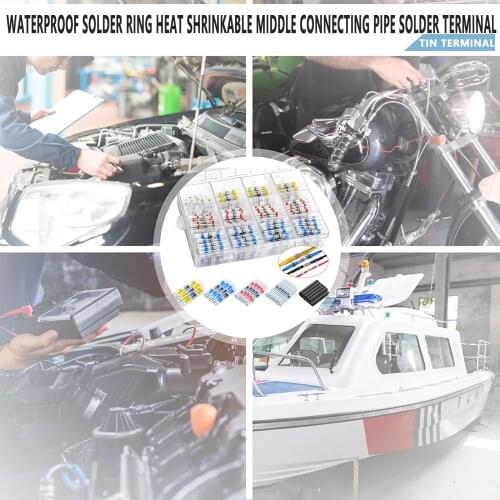 Welding Connector Waterproof Solder Ring Heat Shrinkable Middle Pipe Solder Terminal Combination Set Box 300/400/500 Pcs