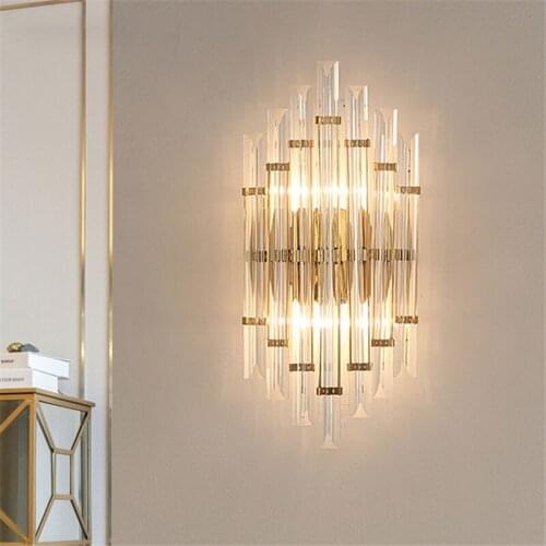 Modern Simple Home Decor Living Room Background Wall Lamp Nordic Design Corridor Aisle Luxury Crystal Wall Light Indoor Lighting