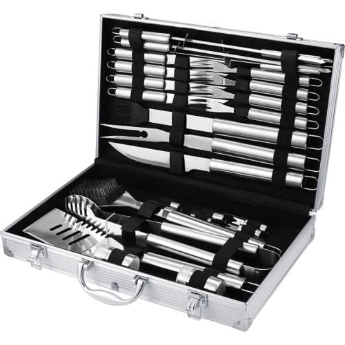 20 Pcs Stainless Steel BBQ Tools Set Barbecue Grilling Utensil Accessories Camping Outdoor Cooking Tools Kit BBQ Utensils