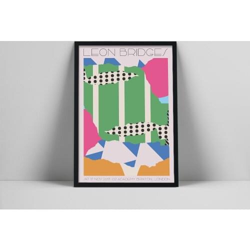 Vintage Music Posters Leon Bridges Gig Poster Pop Music Star Canvas Painting Posters Club Rock Music Poster Bar Posters Decor