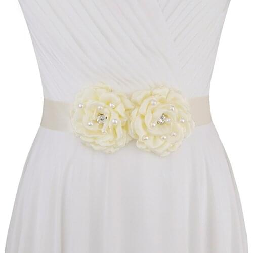 S413 Wedding Dress Belt Ivory Flower Belt Vintage Floral Design Bridal Belt Woman with Flower Waist Belt for Dress