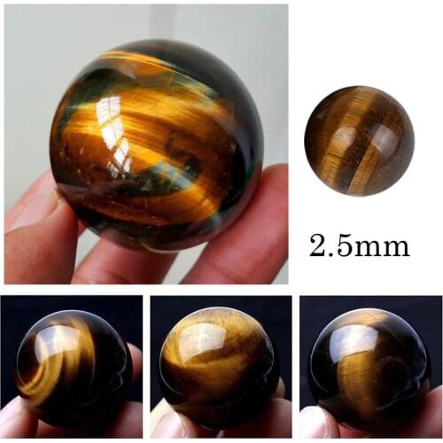 1PCS 2.5cm Natural Dark Yellow Asian Rare Tiger Eye Quartz Crystal Sphere Ball Healing Gemstone Stone Decorative Ball Decor