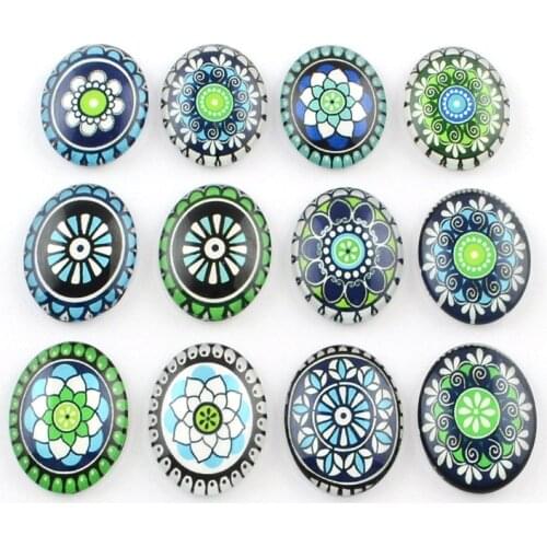 10pcs Glass Oval Cabochons for Jewelry Making 32x25x6.5mm Random Color Mixed Flatback Cabochons