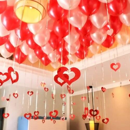 100Pcs Love Heart Sequins Wedding Balloon Love Star Shape Pendant Decor Streamers Ballons Decor Bling Shiny Tassel Balloon