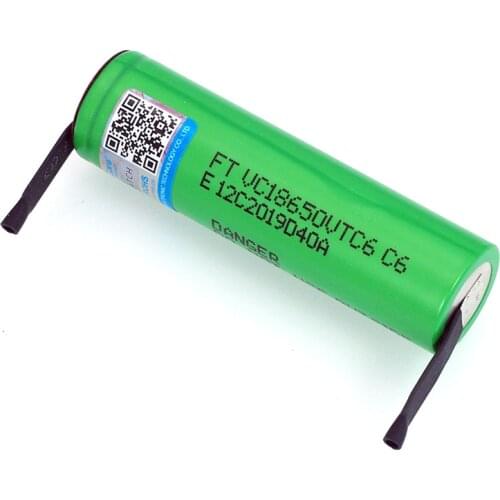 2021 VTC6 3.7V 3000 mAh 18650 Li-ion Rechargeable Battery 20A Discharge VC18650VTC6 batteries + DIY Nickel Sheets