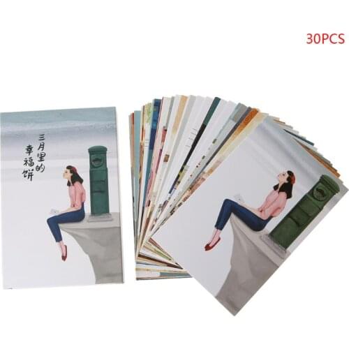 30 Sheets Happyness Paintings Retro Vintage Postcard Christmas Gift Card Wish Poster Cards