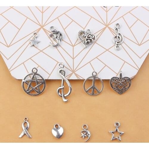 30pcs/lot Mixed Antique Zinc Alloy Metal Charms Heart Beads Starfish Pendants Diy Jewelry Findings Accessories Wholesale