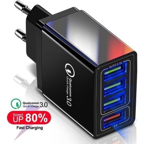 48W Quick Chargeing QC 3.0 USB Charger For iphone Samsung Tablet EU US Plug Wall Mobile Phone Charger Adapter 3.0 Fast Charging