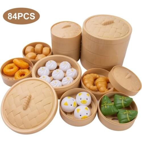 84 Pcs/Lot Simulation Pretend Kitchen Food Toys Set Safe Plastic Play Food Model for Toddlers Imagination Inspiring
