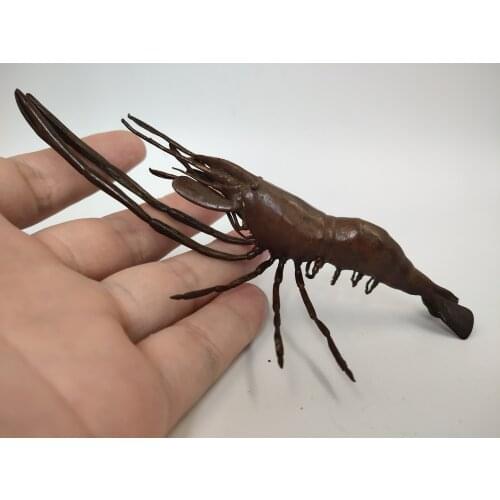 88g Copper prawn small ornaments carved river prawn bronze antique gift decoration