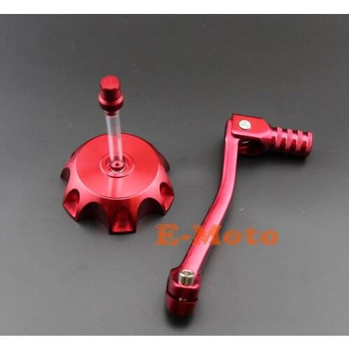 Red Fuel Tank Cap Cover Aluminum Folding Shifter Shift Lever Kit For 50 90 110 125 150 160 cc Dirt Pit Bike Free Shipping