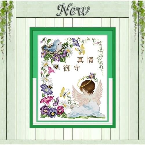 Angel and butterfly love painting diy counted print on canvas DMC 11CT 14CT Chinese Cross Stitch kits embroidery needlework Sets