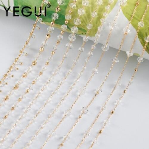 YEGUI C221,diy chain,18k gold plated,copper metal,crystal,charm,jewelry findings,jewelry making,diy bracelet necklace,1m/lot