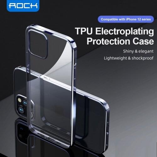 ROCK Plating Case for iPhone 12 Pro Max 12 Mini Cover Soft TPU Ultra Thin Crystal Drop Resistance Rubber Back Case for iPhone 12