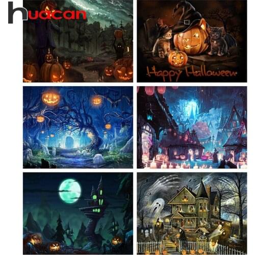 Huacan 5d Diamond Painting Full Square New Arrival Cartoon Kits Diamond Embroidery Sale Halloween Mosaic Wall Art