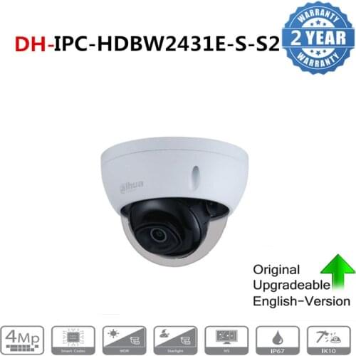 Dahua IP camera IPC-HDBW2431E-S-S2 4MP IR Mini Dome Network Camera support POE starlight Upgraded version of IPC-HDBW1431E