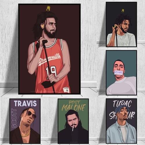 Cole World Rapper Portrait Canvas Paintings on the Wall Art Posters and Prints Tupac Shakur Art Pictures Home Decor Cuadros