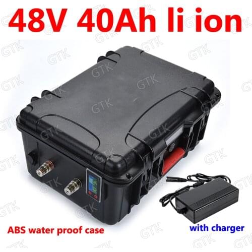 GTK waterproof 48v 40ah lithium battery li-ion BMS for e-bike scooter 2000w motor Solar inverters air conditioning + 5A charger