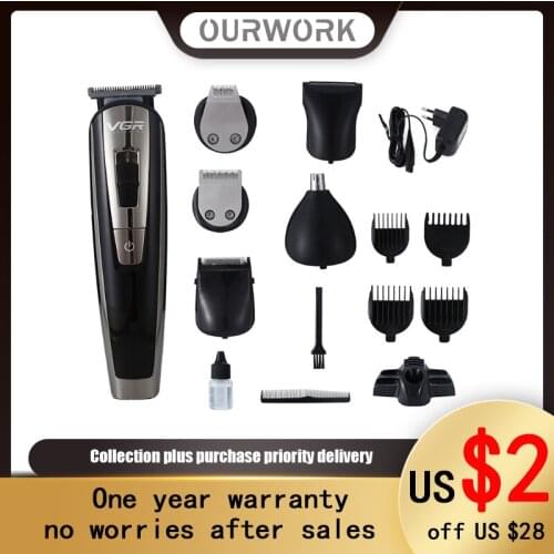 Hair Clipper MultiFunction Professional Set Rechargeable Shaver 6 In One Electric Oil Head LED Display