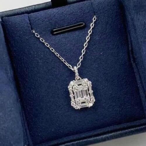 Fashion Trendy Round AAA Zircon Crystal 925 Sterling Silver For Wedding Necklace Pendant Women Jewelry Gifts