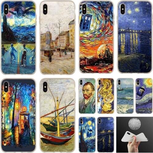 Doctor who van gogh Art soft silicone Case Cover For iPhone 12 11 Pro 7 8 Plus XR XS Max 5 5S SE 6 6s 2020 Funda Etuis