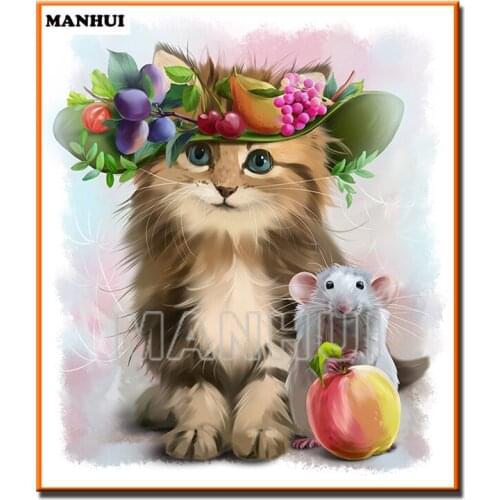 New Diamond Painting Cat and Mouse Cross Stitch Diamond Embroidery Diy Diamond Painting Mosaic Picture Rhinestone Gift MH471