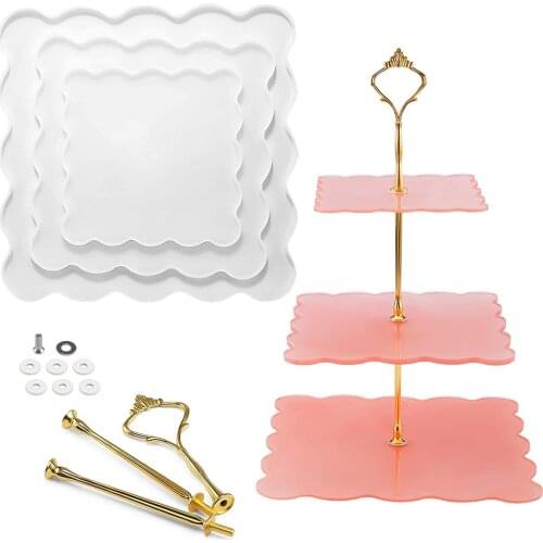 2021 New Three-Layer Fruit Dish Epoxy Resin Mold Tea Tray Silicone Molds Storage Tray Mould for DIY UV Resin Coaster Accessories