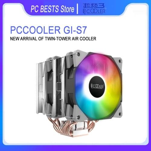 Pccooler GI-S7 CPU cooler 6 Heatpipe Twin-tower Fin CPU cooling silence fan For LGA115X 1366 2011 2066 AMD AM4 Air-cooled